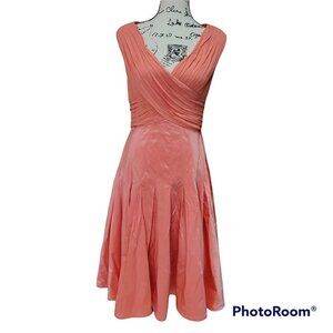 Adrianna Papell Coral 100% Silk Skater Dress - Size 8